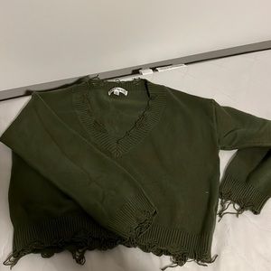 Distressed cropped sweater